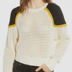 Rebecca Minkoff, Size M, Cream Crew Neck Cropped Sweater